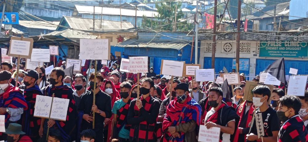 Protesters at the mass public rally in Tuensang on December 16. Public rallies were organised throughout eastern Nagaland to demand justice for the victims of the Mon killings. (Morung Photo)